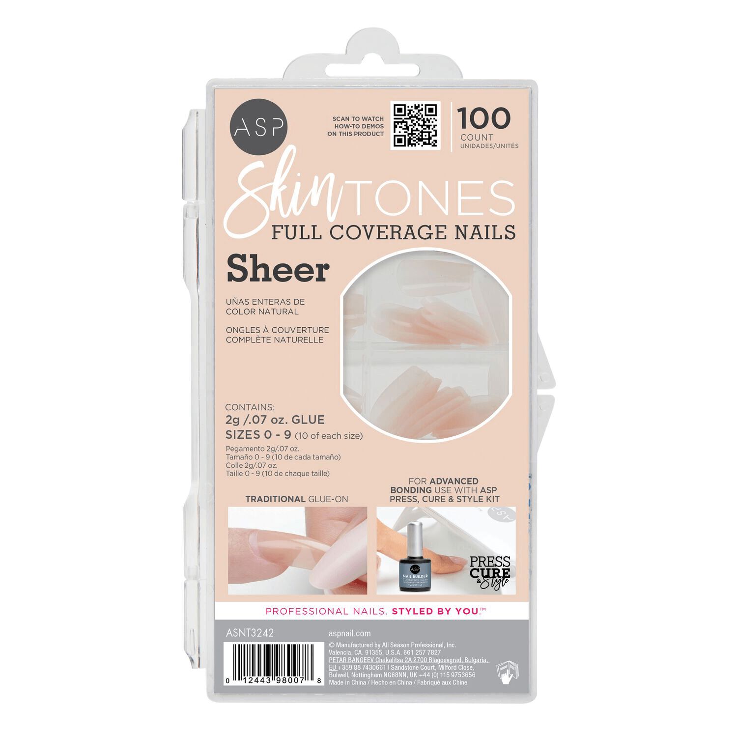 ASP Sheer Full Coverage Skin Tone Nails - Sheer
