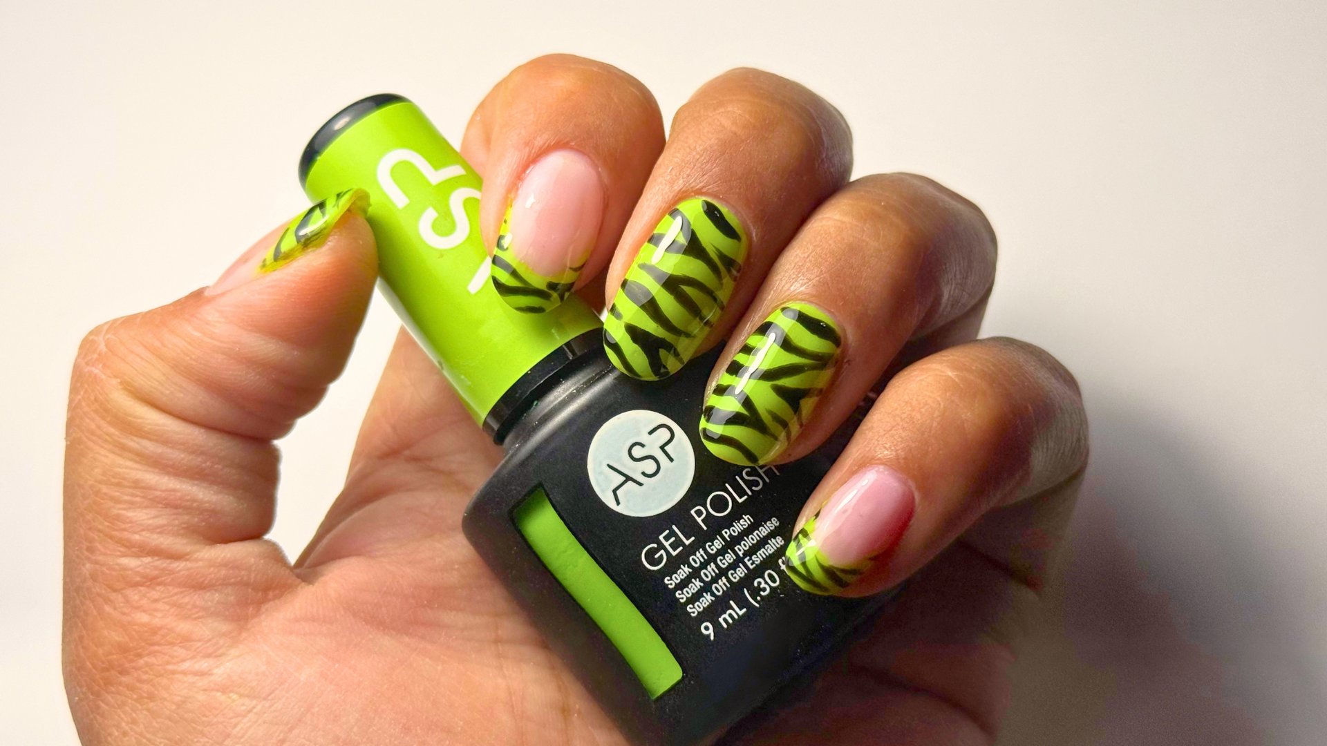 Electric Lime Green Zebra Print Nails